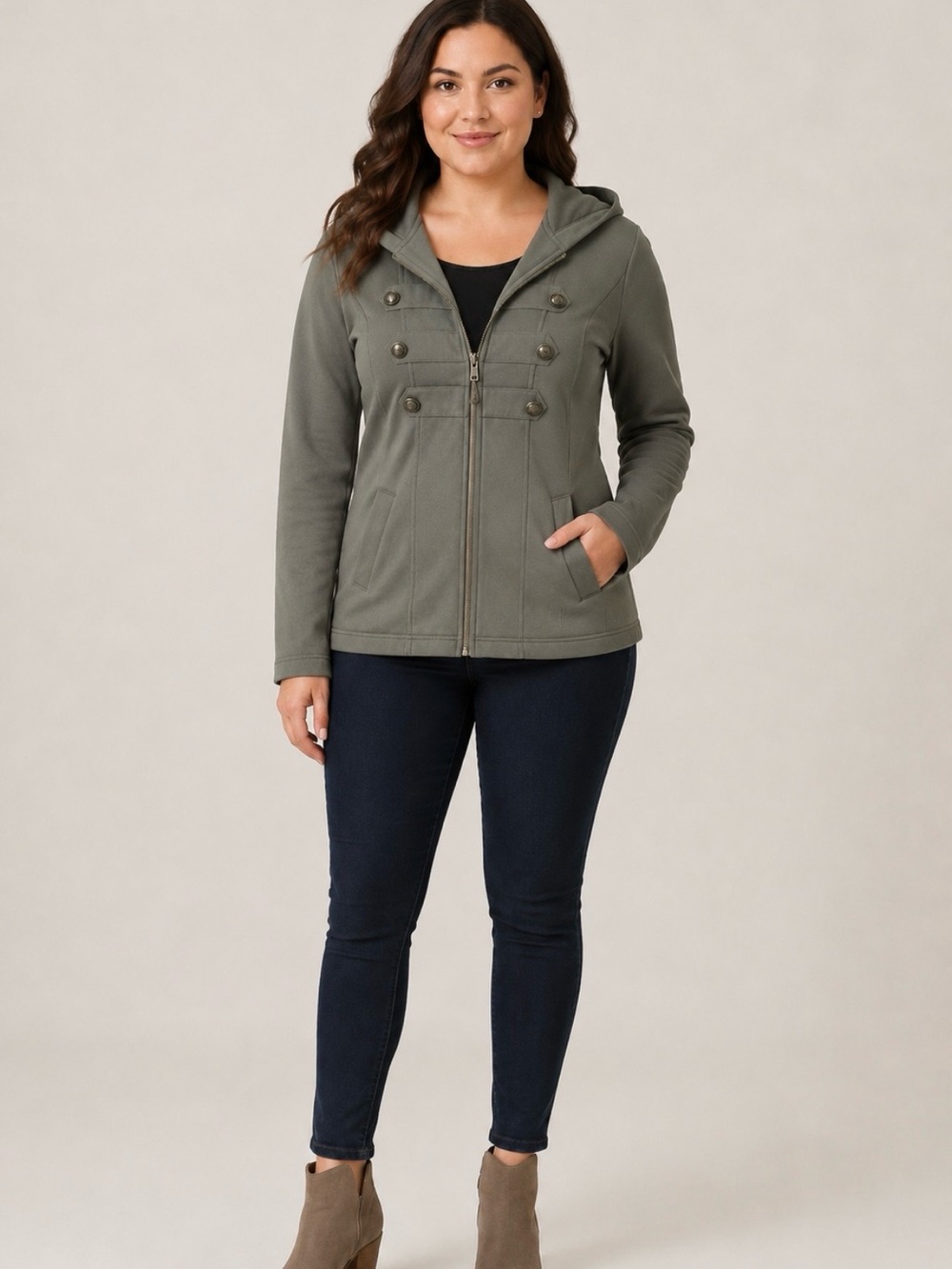 Torrid Olive Green Military Hooded fleece, size 00